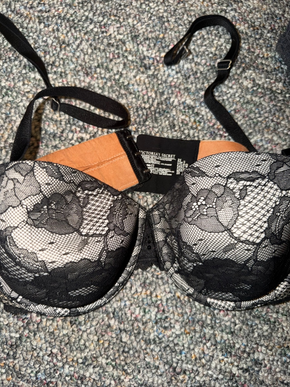 Victoria's Secret Black Lace Bra with Nude Lining